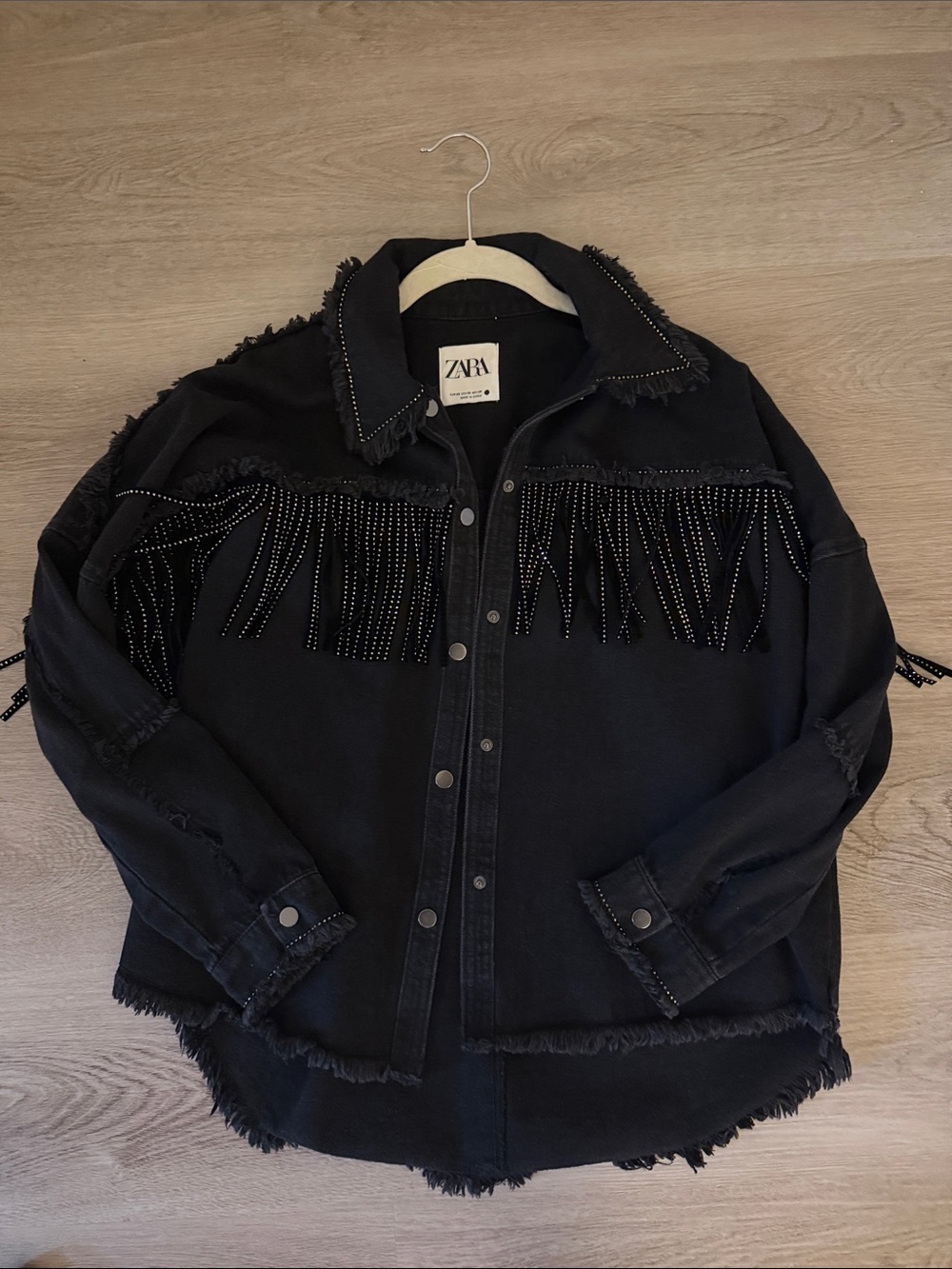 Zara Black Sparkly Fringe Jacket